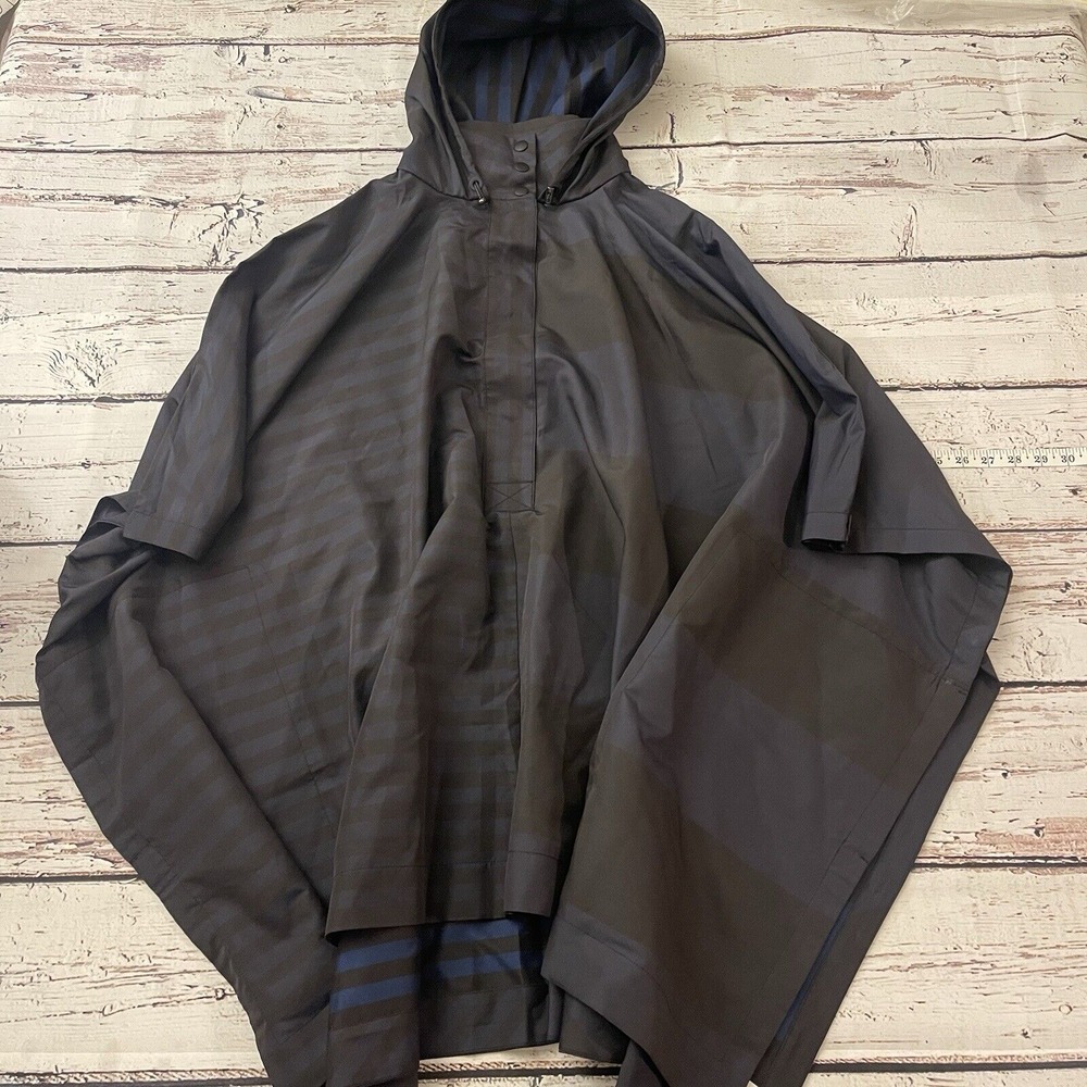 Derek Lam 10C x ATHLETA Black & Blue Striped Poncho Spring 2016 Size XS/Small